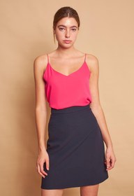 Resim Jument Hafif Parlak Şık Kumaş İp Askılı Ceket İçi V Yaka Bluz-Fujya 