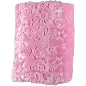 Resim Yumuşak Kalın Pembe Bebek Battaniyesi, Kabartma Desenli Peluş Büyük Boy 100 x 120 CM Pembe 