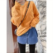 Resim taklit denim Tüm mevsimler için çok yönlü bir etek, taklit denim benzeri bir tasarıma sahiptir, rahat elastik bel bandı ve düğmelerle. Bir sweatshirt ile katlanabilir, şık bir görünüm sunabilir ve gömleklerle iyi bir kombinasyon sağlar, taklit katmanlı bir görünüm sunar. 