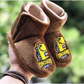 Resim Pandalina çocuk panduf dinazor figürlü Cırt Cırtlı Kaydırmaz Taban Anaokulu Kreş Ev Ayakkabısı 