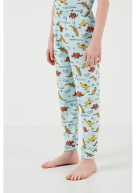 Resim Lela Desenli % 100 Pamuk Bisiklet Yaka Erkek Çocuk Pijama Takımı 6651001 Mint 