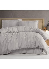 Resim Clasy Butik Tek Kişilik Armürlü Nevresim Takımı Arakis Açık Gri Açık Gri 