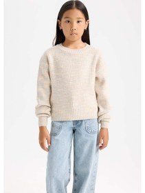 Resim DeFacto Kız Çocuk Oversize Geniş Kalıp Bisiklet Yaka Triko Kazak C9576A824WNPN181 Pembe 