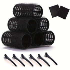 Resim Kadınlar için 6-Pack Kendi Kendine Tutunan Saç Curleri, Magic Tape ile Manuel Saç Ruloları, Tüm Saç Tipleri için Kolay DIY Curling Araçları, Salon Kalitesi Saç Stil Aksesuarları 