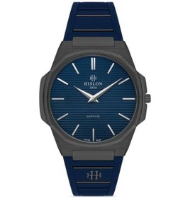 Resim Hislon Cl127n-11mn Safir Camlı Silikon Kordon Çelik Kasa 3 Atm Suya Dayanıklı Lacivert Renk Erkek Kol Saati Metalik 