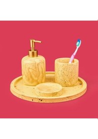 Resim Bath Traverten Görünümlü Banyo Seti - Bej Çok renkli 