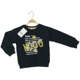 Resim Çikoby Erkek Çocuk Pamuklu İnce Uzun Kollu Rules Tshirt-13798-siyah Siyah 