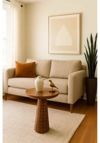 Resim Doğal Masif Ahşap Tekli Yan Sehpa Modern Mantar Sehpa Tasarımı - Açık Ceviz Renk Açık Ceviz 