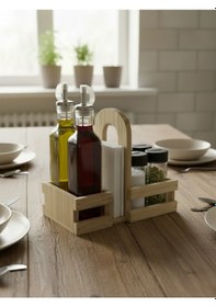 Resim Ahşap Doğal Baharatlık Yağdanlık Ve Peçetelik Takımı Set Kavak-ıhlamur 1 Set Ahşap 