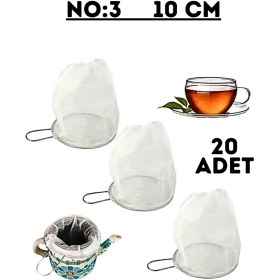 Resim Zarif İnci Torba Tül Demlik Çay Süt Kahve Süzgeç Yeniden Kullanılabilir Bitki Çaydanlık Süzgeç 20 Adet No:3 