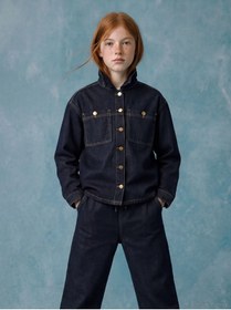 Resim LC Waikiki LCW Girls Studio Indigo Uzun Kollu Kız Çocuk Jean Gömlek 