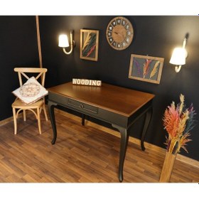 Resim Wooding-Mobilya Wooding 120 Cm Çekmeceli Masif Siyah Ceviz Çalışma Masası 