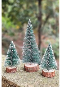 Resim Masa Üstü 3 Lü Yeni Yıl Çam Ağacı Seti Noel Yılbaşı Ağacı 3 Lü Mini Masa Üstü Yılbaşı Ağacı Seti 10 CM 