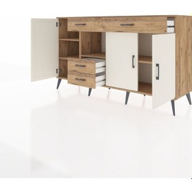 Resim Kronos Konsol 4 Raflı 4 Çekmeceli 3 Kapaklı 176x59x99 Çam-aytaşı/çam Aytası/atlas Çam - Atlas Çam 