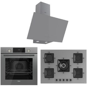 Resim Ferre Flowart SS Serisi Gri Ankastre Set (d079+ss038+qms63cpr) 