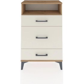 Resim Dienni Arges Komodin Tek Raflı 3 Çekmeceli 60X30X96 Çam-Aytaşı 