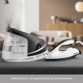 Resim Homend Steamwork 1167H Buhar Kazanlı Ütü - Siyah / Beyaz - 2400 Watt 