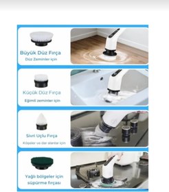 Resim HOT POWER 2 YIL GARANTİ Elektrikli temizleme aleti 9 farklı başlık + Yedek başlık - Halı, Koltuk, 