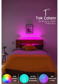 Resim Yatak Tv Üstü Led Lambader Işık Uzaktan Kumandalı Renk Animasyon Yapışkanlı Bedlightpe 