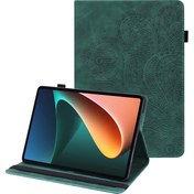 Resim Baskılı Çiçek Stand Tasarımı Deri Tablet Kapak Kılıfı Xiaomi Pad 5/Pad 5 Pro - Yeşil (Yurt Dışından) 