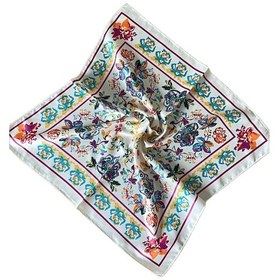 Resim 2 Li Saten Bandana Seti Saten Fular Saten Çanta Aksesuarı Özel Desen Bandana 45x50 Cm Grafit 