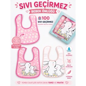 Resim Karamila 3'lü Set Bebek Mama Önlüğü Desenli Sıvı Geçirmez 