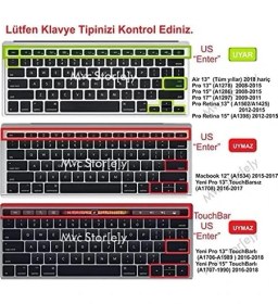 Resim TeknoKapsül Klavye Filmi Kaplama Kılıfı Air Pro Eski USB Li Model 2008-2017 Uyumlu Us A.b.d Ingilizce Renkli Baskı Siyah 