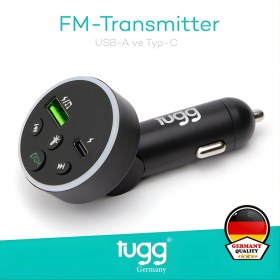 Resim Tugg Germany Tugg Fm Verici & Araç Şarj Cihazı | Bluetooth 5.0 Fm Transmitter, Çift USB + Type-C Pd Hızlı Şarj 