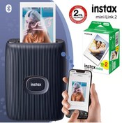 Resim Fujifilm Instax Mini Link 2 Uzay Mavisi Akıllı Telefon Yazıcısı Ve 20'li Mini Film 