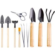 Resim Reedark 10'lu Mini Bahçe Alet Seti - Bonsai Ve Sukulentler İçin Katlanır Makas, Tırmık, Kürek Ve Cımbız Seti 