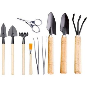 Resim Reedark 10'lu Mini Bahçe Alet Seti - Bonsai Ve Sukulentler İçin Katlanır Makas, Tırmık, Kürek Ve Cımbız Seti 