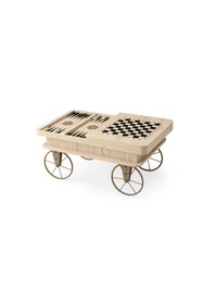 Resim Evistro Akıllı Sehpa Satranç Tavla Model Orta Sehpa Tekerlekli Mermer Desen Sidon 