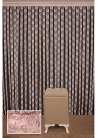 Resim Kelebek Model Pudra Renk İp Perde Hazır Düğmeleri Dikilmiş İp Perde 300 270 Cm Pudra 