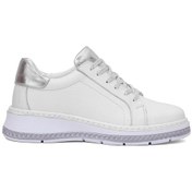 Resim Venüs 25150007y Kadın Hakiki Deri Bağcıklı Feta Topuk Sneaker Ayakkabı Beyaz 