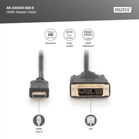 Resim Assmann AK-330300-020-S Hdmi Adaptör Kablosu, Tip A-Dvi(18+1) M/M, 2,0M, Full Hd, Bl 