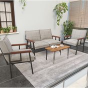Resim Mygusi Modern Balkon, Bahçe, Cafe - Metal Kanepe Koltuk Takımı - 2+1+1 Sehbalı 
