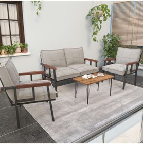 Resim Mygusi Modern Balkon, Bahçe, Cafe - Metal Kanepe Koltuk Takımı - 2+1+1 Sehbalı 