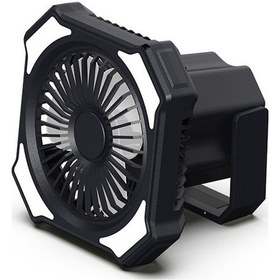 Resim Led Işıklı Çok Fonksiyonlu Kamp Vantilatörü Usb Pille 4891 Siyah 