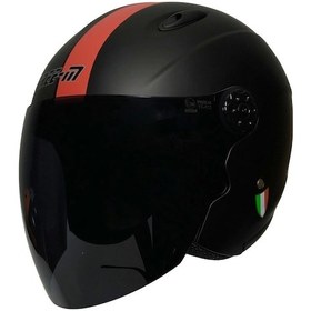 Resim Free-m 601 Açık Motosiklet Kaskı Mat Siyah - Kırmızı 