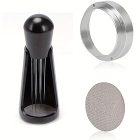 Resim 3 Adet/takım, 51/58mm Espresso Aksesuarları Seti, WDT Aracı, Dozaj Hunisi Ve Puck Ekran Seti, Kahve İğne Dağıtım Karıştırıcısı, Barista Için Portafiltre Dozaj Halkası 51/58mm 