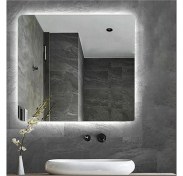 Resim Toprak Dekor 80*80 Günışığı Ledli Ayna Kare Banyo Aynası Makyaj Aynası 