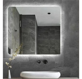 Resim Toprak Dekor 80*80 Günışığı Ledli Ayna Kare Banyo Aynası Makyaj Aynası 