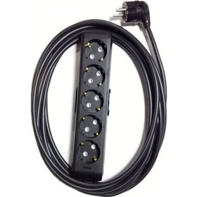 Resim Viko 5'li Topraklı Çocuk Korumalı L Fiş Grup Priz Siyah 5 M 