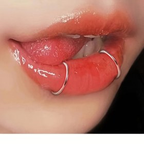 Resim 2 adet Punk Tarzı Gümüş Rengi Piercingsiz Dudak Halkası, Şık ve Kişiselleştirilmiş Dudak Halkaları 