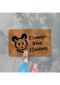 Resim Dijital Baskılı Kapı Önü Paspas Hoşgeldiniz Çok Amaçlı Iç Ve Dış Kapı Paspası Bebek Mavisi 