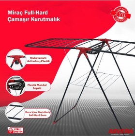 Resim Safir Serisi - Miraç Full-hard Borulu Çamaşır Kurutmalık - Sepetli Çamaşır Kurutma Askısı Antrasit 