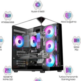 Resim Drx7926 Ryzen 5 5600 16gb Ram 512gb M2 Nvme Ssd 8gb Rtx5060 Oyuncu Hazır Sistem 