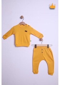 Resim Babyhola Kız Erkek Bebek Çocuk Takım Pamuk Düğmeli Alt Üst Takım 23631 Sarı 