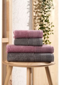 Resim Mira Home 4 Parça Maral Battal %100 Pamuklu Banyo Havlu Takımı 90x160 Cm Antrasit 