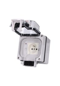 Resim Symbee Dış Mekan Ip66 Su Geçirmez Duvar Montajlı Prizi, 250v 16a, Abs Kasa, Kilitlebilir Kapak, Frenk Standartı 